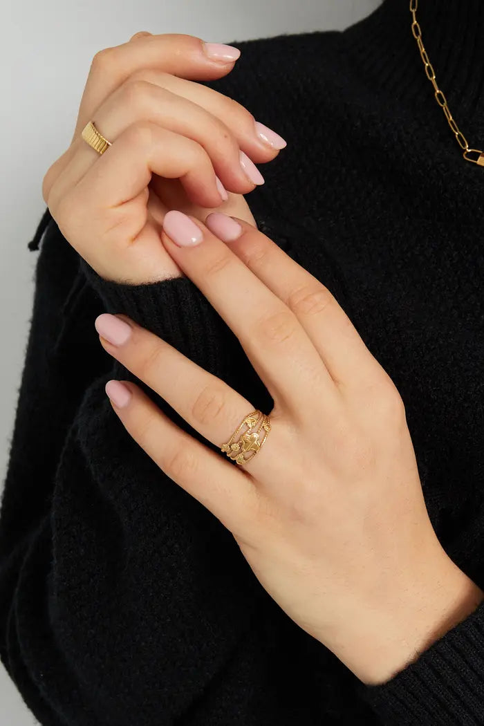 ring met meerdere lagen, clover bedels