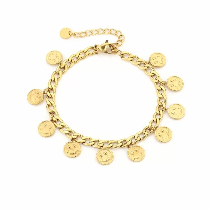 chunky armband met smiley bedels