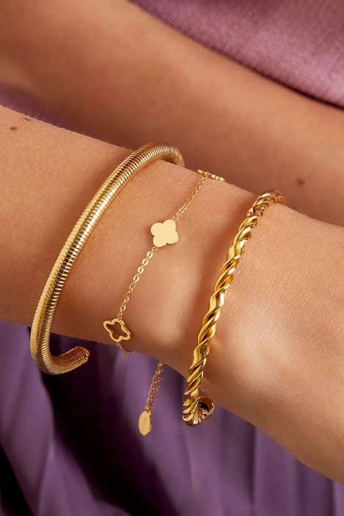 gold plated klabver armband