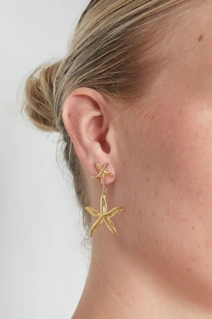 gold plated zeester oorbellen