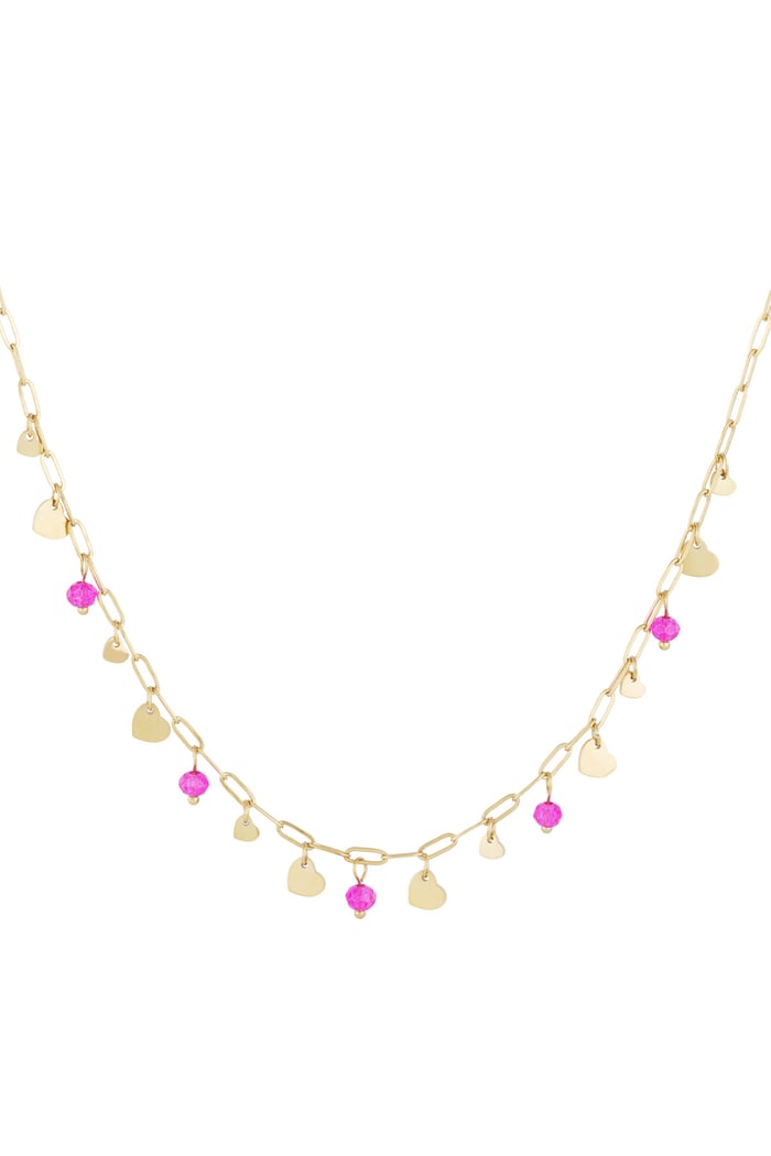 ketting met goed en roze bedeltjes