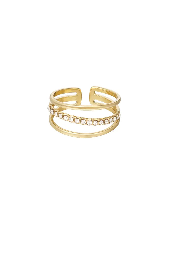 ring met laagjes en zirkonia