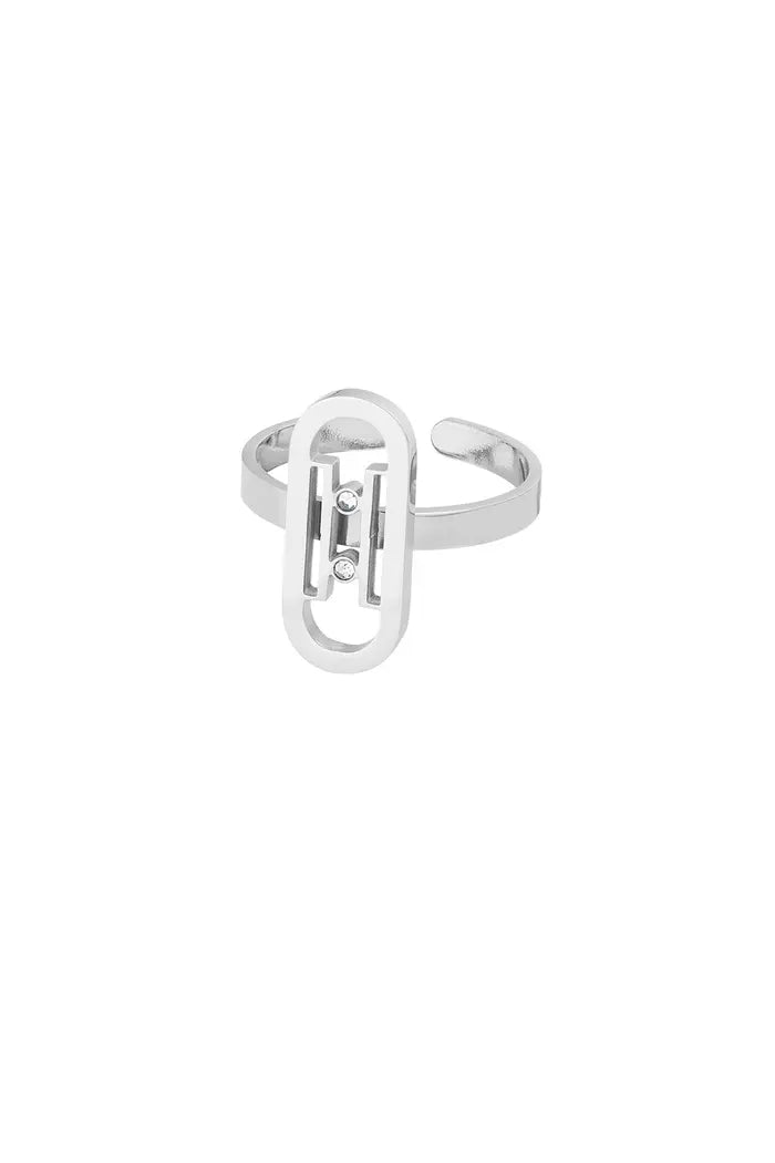 zilverkleurige link ring