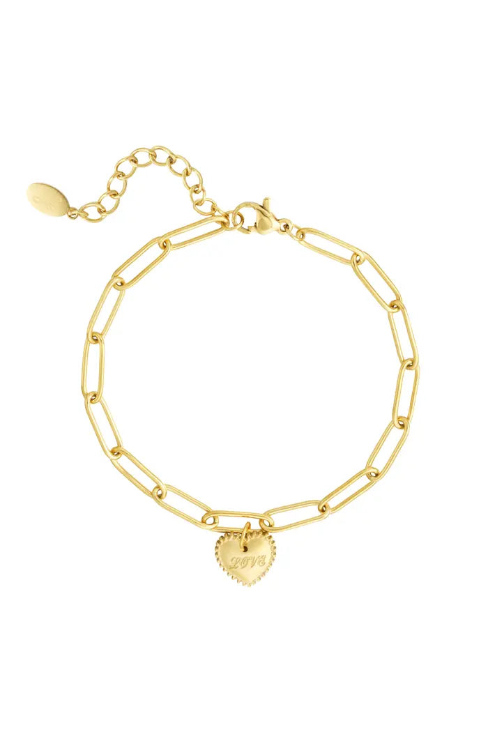 link armband met hart hangertje
