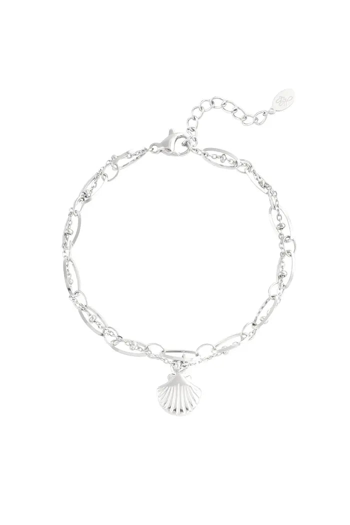 zilveren armband met bedel, schelp bedel