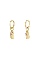 gold plated oorbellen met een ananas hanger