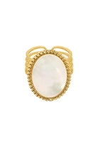 ring met grote parelmoer steen