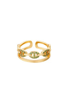 dubbele ring met groene steentjes dd